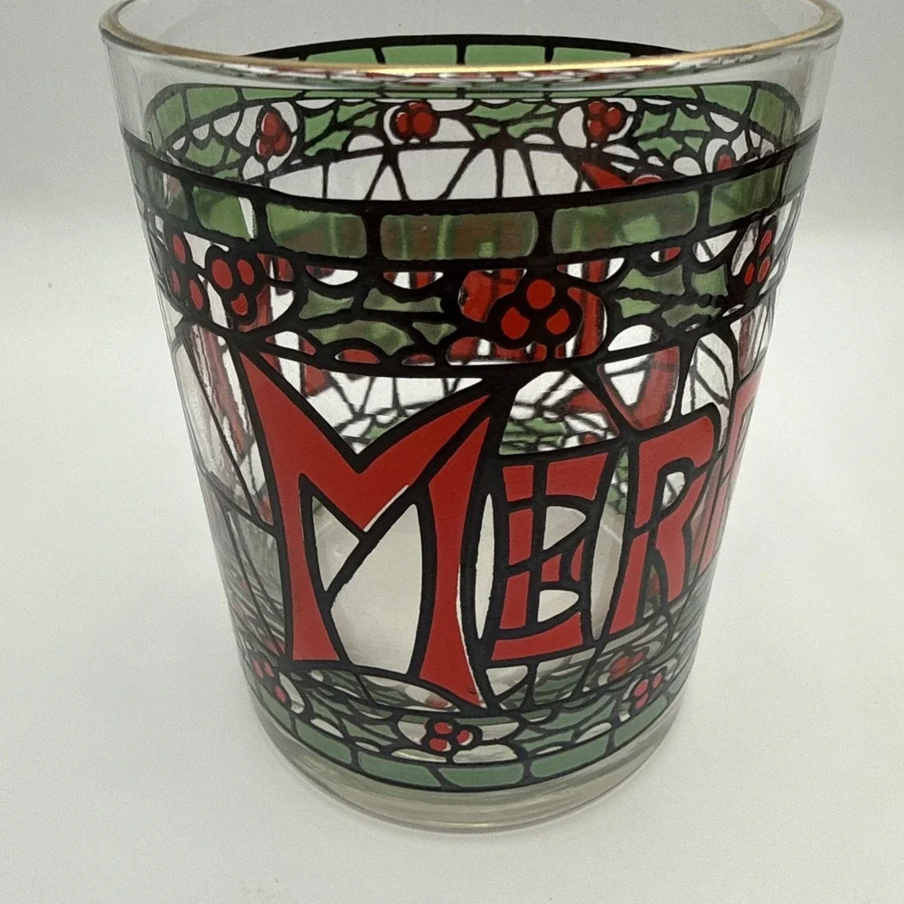 Set Of 2 MERRY CHRISTMAS Double Old Fashioned Rocks Glasses 4